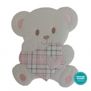 Large Iron-on Patch - Teddy Bear with Heart - Pink